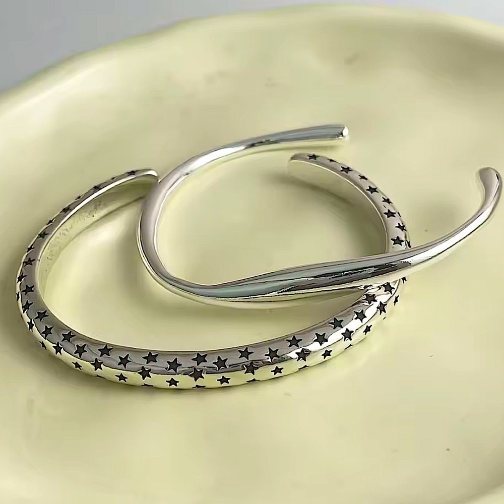 Silver Stackable Star Irregular Bangle Bracelet S… - image 4
